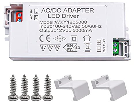 Namvo 12V LED Driver 60W 5A Constant Voltage Driver Adapter Low Voltage Transformers for DIY Light Strips LED Bulbs and Ring Doorbell
