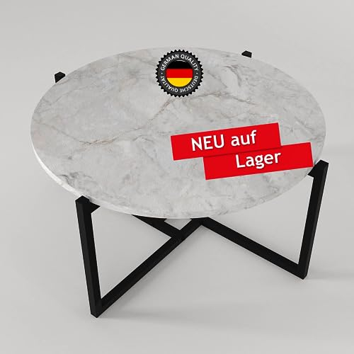 moebel17 Couchtisch Noce Marmor Optik mit Gestell aus Metall Beistelltisch Wohnzimmertisch Sofatisch Kaffeetisch, Möbelstück für Wohnzimmer I Weiß Marmor Optik 73 x 36 x 73 cm, 9451
