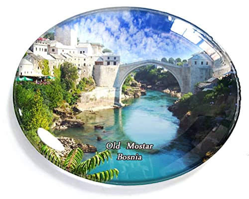 Old Mostar Bosnien Magnet Kühlschrank Gefrierschrank Magnet Aufkleber Souvenir Dekorationen Oval Kristall Magnet Küche Whiteboard