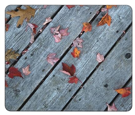 Fall Leaves Wood Mouse Pad Rectangular Gaming Mousepad 11.8 x 9.8 Inches Non Slip Rubber Keyboard Mat for Laptop, Computers, Office