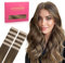 WENNALIFE Tape Extensions Echthaar, 60cm 30g 10 Stück Invisible Tape in Extensions Echthaar, Echthaar Extensions Tape, Remy Haarverlängerung #4/27/4 Balayage Schokoladenbraun bis Karamellblond