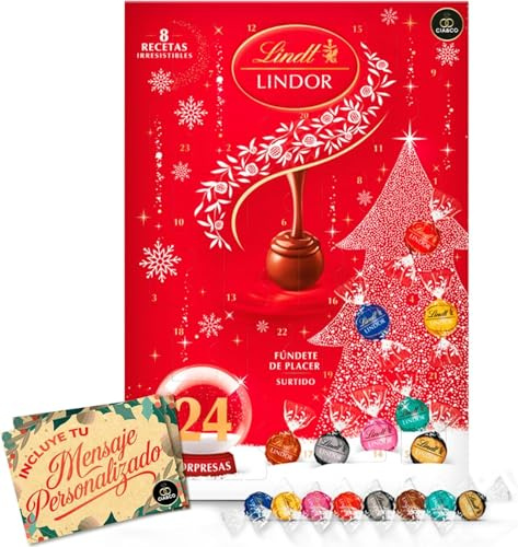 Großer Lindt LINDOR Adventskalender 2025 · Großformat 300 g · 24 Schweizer Pralinen in verschiedenen Sorten · Mit personalisierter Cia&Co Karte · Premium Schokoladenkalender