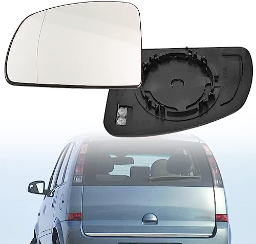 VINAUD Cristal del Espejo Retrovisor para Opel Meriva A 2003-2010 Cristal de Retrovisor Exterior Calefaccionado con Placa Trasera,Se Adapta al Lado Izquierdo o Derecho del vehículo.,A-Left