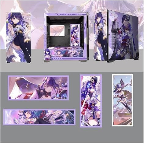 Gaming Case,Mid-Tower PC Gaming Case E-ATX/ATX/M-ATX/ITX - Front I/O USB 3.0 Port - Hinge Glass Side Panel - Includes 3 Themed LED Light Panels