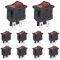 VEXUNGA Interruptor Basculante ON/OFF Interruptores 4Pines 2Posiciones Interuptor Coche Pequeño Electronica 6A 250V 10A 125V Luz Rojo para Auto Barcos (Paquete de 10)