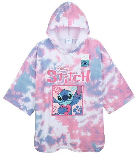 Disney Stitch Toallas de Baño Playa y Piscina Toalla Capucha Niña Niño Poncho Toalla Cambio de Bata Infantil Adolescente Suave y Absorbente (Rosa/Azul Stitch, 6-9 Años)