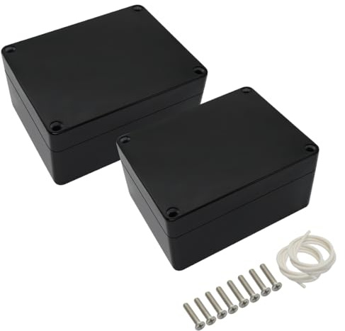 LeMotech Scatola per progetto in ABS, scatola di distribuzione in plastica IP65 impermeabile, scatole elettriche universali, alloggiamento esterno nero, dimensioni 115x90x55mm (confezione da 2)