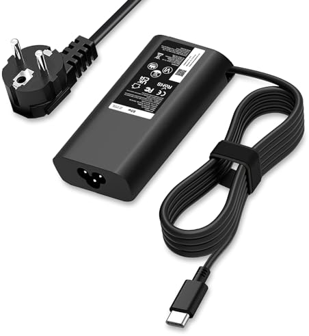 Cargador USB C de 65W para DELL Latitude 7490 7320 7420 2-en-1 5420 5520 5290 DELL XPS 13 9320 9370 9510 Latitude 9410 2-en-1, Chromebook 3380 3100 5190 Adaptador de Corriente Tipo C LA65NM170
