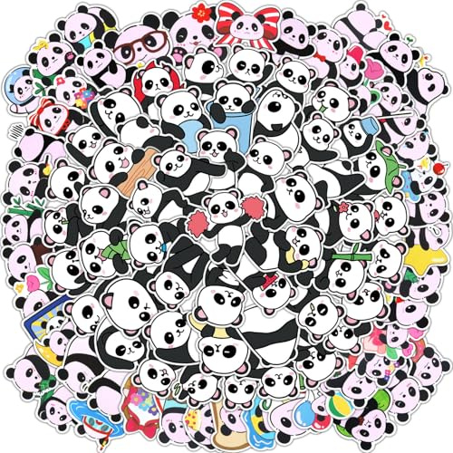 100 Stück Niedliche Panda Aufkleber, Cartoon Tiere Aufkleber Ästhetische Abziehbilder Dekorative Panda Stickers für Gepäck Skateboard Gitarre Motorrad