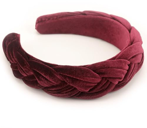 DRESHOW Samt Geflochtene Stirnband Damen Trachten Haarreif Breit Vintage Haare Bands Mode Stirnbänder für Damen