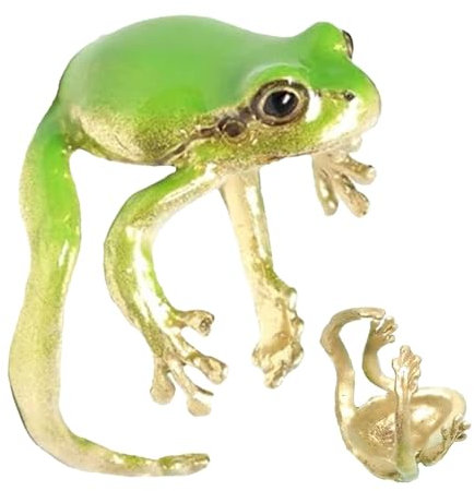 Wscwl Verstellbarer Laubfrosch Frosch Ringe Frauen Kreativer Verstellbarer Offener Frosch, Süßer Laubfrosch Für Frauen, Mehrzweck Süße Frosch Ear Cuff Ohrklemme Neuartiger Tier-Fingerring