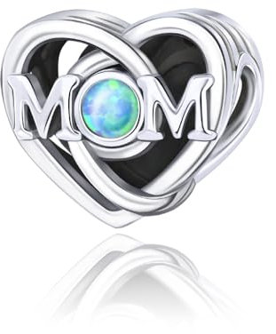 Lkwidi Charme Herz Mama Charms Anhänger 925 Sterling Silber Charm Pendant für Europäische Armbänder und Halsketten