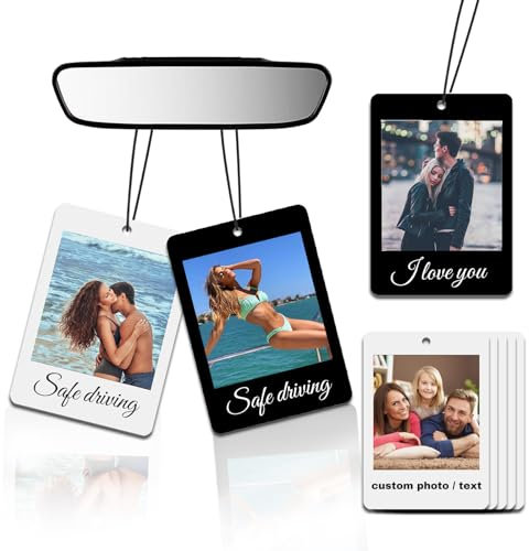 Personalisierter Auto-Lufterfrischer, benutzerdefinierter doppelseitiger Bild, Lufterfrischer für den Kleiderschrank, hängende Ornamente (Einheitsgröße, Polaroid)