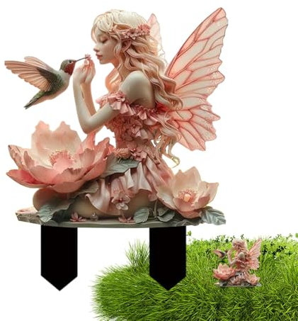 Fee Statue Gartendeko Ornament Miniatur Feen Figuren Blumentopf Pfähle Aus Acryl, Elfen Gartenfiguren Blumentopf Dekoration Für Drinnen Und Draußen, Dekorative Gartenkunst