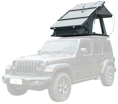 KAILOP KOP 1.0 Premium Hartschalen-Dachzelt, 200 g knitterfreie Überdachung, 125 g Netzfenster, deutsche pneumatische Hydraulikstangen, PU5000+ wasserdicht, 5 cm Memory-Foam-Matratze, 2-3 Personen