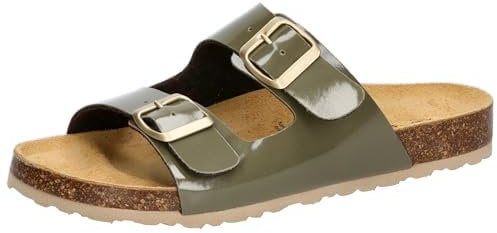 Lico Bioline Platino Damen Niedrige Hausschuhe, Oliv/Gold, 42 EU