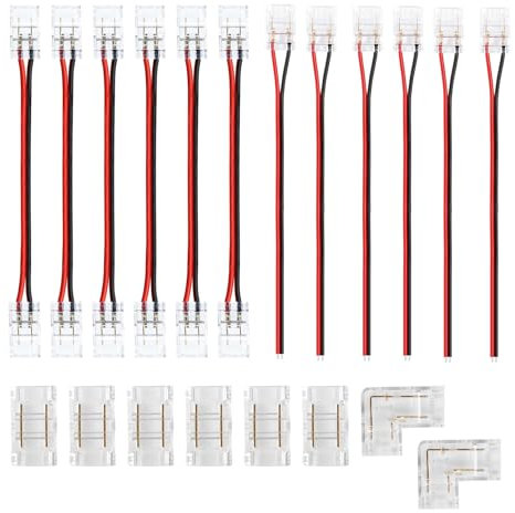 HUAZIZ 20 Stück 2polig LED Strip Connector, LED Stripe Verbinder Adapter, 2pin Verbindungskabel Verbinder für 8mm Breit SMD 3528 2835 Einfarbige LED, Streifen Stripes, ohne Löten mit Schraubendreher