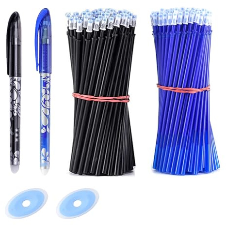 Hukneqn 44pcs Radierbarer Ersatzminen Blau, 0.5mm, Ballpoint, Kugelschreiber, Radiergummi, Radierbarer Gelschreiber, Ideal für Notizen und Skizzen