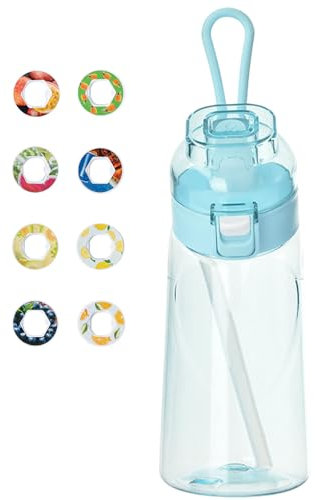 Air Gourde Up 500ML, Bouteille Air Gourde Up Gourde Sport Paille avec 8 Pods de Gout Gourde Aromatisée Air Gourde Up Tritan Water Bottle Fitness (Bleu Transparent)