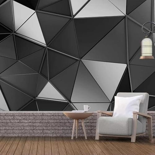 Cubic Black Grey Geometric 3D Wallpaper Feature Office Living Room Sofa Bedroom TV Background Wall Decoration-250cm×170cm