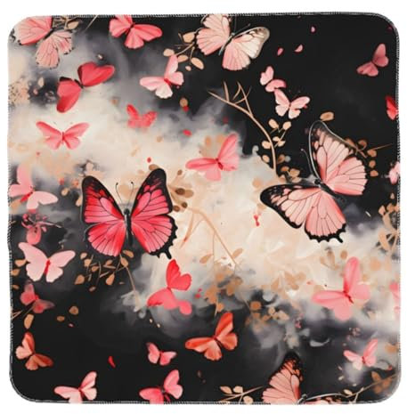 Mexpekil Manta de bebé para recién nacido, manta suave de color rosa tinta, manta para envolver mariposas, 90 x 90 cm