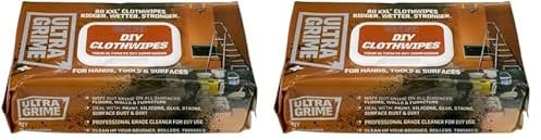 UltraGrime DIY Clothwipes - XXL Heavy Duty 80 Thick Clothwipes - Heavy Duty Big Wipes - quality DIY Cleanup - Soak up paint spills, silicon and oil (Pack of 2)