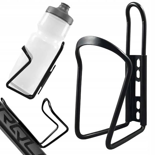 Portabidon Bicicleta Aluminio - Ligero y Duradero | Soporte de Botellas de Agua - Cesta de Bidon Universal y Resistente | Botellas de 500ml - 1500ml - Bici de Muntaña, MTB, BMX, Carretera (Negro)