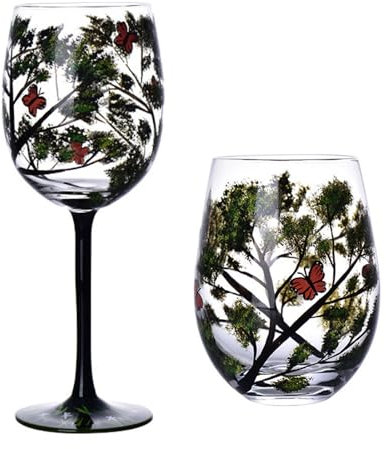 THINCAN 450 Quattro Stagioni Bicchieri Di Albero Tazza Stampato Rotondo Tazza Di Vetro Per Vino Birra Cocktail Matrimonio Decorazione Della Cucina