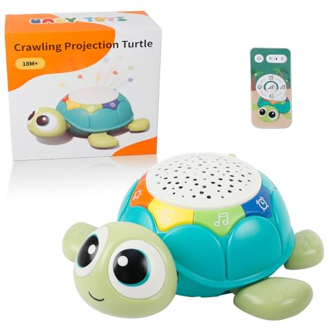 CDIYTOOL Jouet sensoriel musical en forme de tortue pour bébé avec projection d'étoiles et lumières - Cadeau d'anniversaire pour garçons et filles