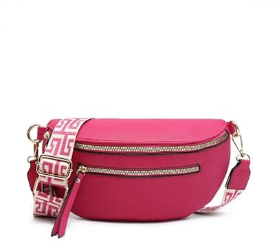 JFY Canvas Strap Bum Bag with Tassels (Fuchsia)