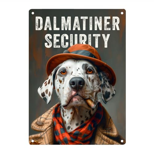 Cadouri Hunde-Warnschild 'Dalmatiner Security'┊UV-beständig┊Türschild mit Hundemotiv 28 x 20 cm┊tolle Geschenkidee für Hundebesitzer