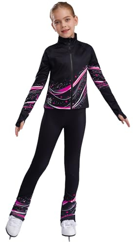 Linyuir Stücke Mädchen Eiskunstlauf Trainingsanzug Langarmjacke Mit Hohem Kragen Und Gymnastik Leggings Eiskunstlauf Outfit Für Jahre