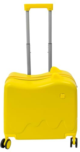 Deurqund 18 Zoll KInderkoffer zum Draufsitzen, Trolley Kinder Reisekoffer ab 3-6 Jahre, 37L Fassungsvermögen, Zahlen-Schloss, Leise Rollen für Kurztrips & Schulweg (Gelb)