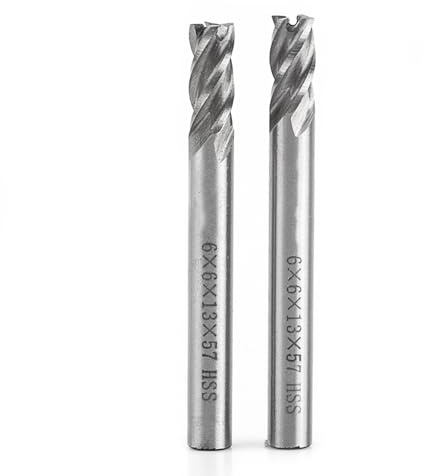 Jeffergarden 2pcs HSS End Mill Set 6mm 4 Flute Milling Cutter High Speed Steel Milling Bits CNC Cutting Tool for Metal and Wood Work