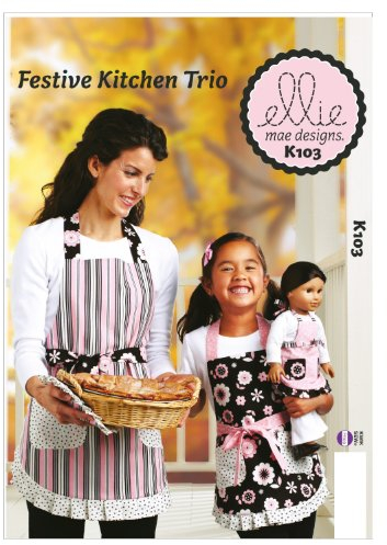 Kwik Sew Mustern k0103 Größe Schnittmuster Small/Medium/Groß Mädchen klein/mittel/groß Puppe 18 Festive Kitchen Trio, weiß, 1 Stück