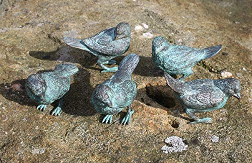 Unbekannt Bronzeskulptur 5 kleine Spatzen