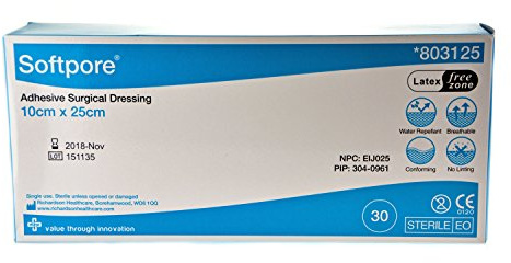 Softpore Adhesive Dressing 25cm x 10cm (x30)