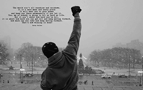 time4art Rocky Balboa BILD MIT ZITAT BOXEN SPORT Boxing English Print Canvas Bild auf Keilrahmen Leinwand Giclee 120x80 cm