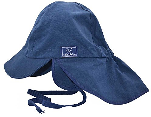 PICKAPOOH Baby/Kinder Sonnenhut/Sonnenmütze Tom mit UV-Schutz aus Reiner Bio-Baumwolle, Marine Gr. 48