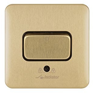 Schneider Electric Lisse Screwless Deco - Fan Isolator Switch, 3 Pole, 10AX, GGBL1013BSB, Satin Brass with Black Insert