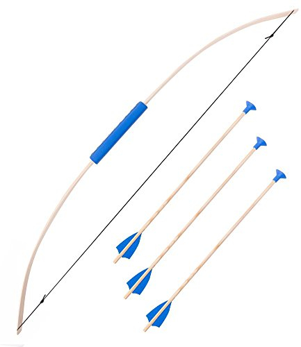 VAH - Stabiler Kinder- und Junior- Bogen aus regionalem Eschen-Holz inkl. 3 Saugnapf-Pfeilen, Pfeil und Bogen Set [Ideal zum Bogenschiessen Lernen | echtes Handwerk | Made in Germany]
