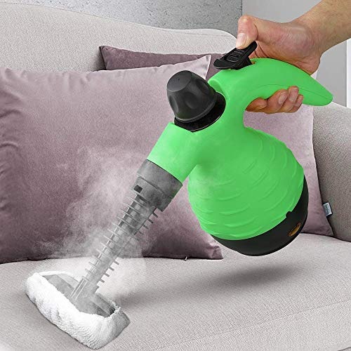 Bakaji Pulitore a Vapore Portatile Potenza 1050W 3,2bar Serbatoio 350ml Temperatura 100 gradi con Accessori Beccucci Pulizia Casa Inclusi Colore Verde