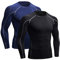 Niksa 2er Pack Herren Kompressionsshirt Funktionsshirt Langarm Sportshirt Fitnessshirt Männer Atmungsaktiv Laufshirt für Running Jogging Gym Schwarz,blau,M
