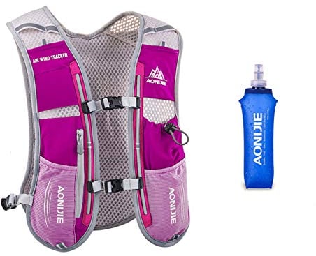 Win.Deeper 5L Ultraleicht Trinkrucksack Trail Rucksack Trinkweste, Hydration Pack Fahrradrucksack für Laufen, Camping, Wandern, Marathoner (Rosa Rot)