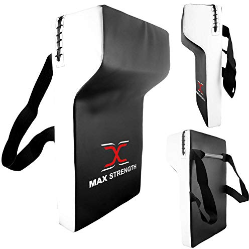 Max Strength Rugby Hit Shield Heavy Duty Professional Grade Tackle Wedge Hit Shield Pad High Density Foam Wedge Rucking Tackle Shields (Black/White, Single)
