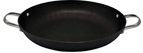 Hairy Bikers CKW2026 Lightweight Cast Iron Paella Pan with Non Coating, Honeycomb Base Reduces Risk of Sticking, for Home Kitchens (32cm, Black)