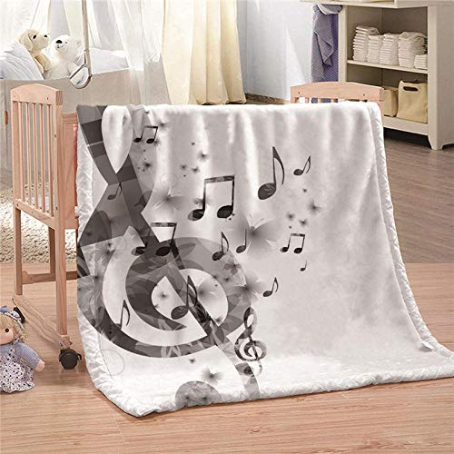 Ahhblan Kuscheldecke Flauschige Decke Einfache Musik Wohndecke Microfaser Flanell Decke Super Weiche Fleece Sofadecke Überwurfdecke für Kinder Kuschelige Reisedecke 150x200 cm