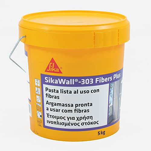 SIKA - Plaste listo para su uso - SikaWall-303 Fibers Plus - Blanco - Con fibra de vidrio para pequeñas reparaciones y puenteo de fisuras sobre superficies porosas - Interior - 5 kg
