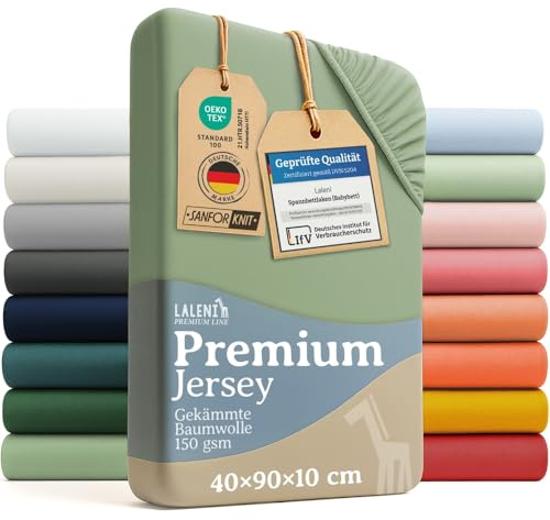 Laleni Premium Spannbettlaken, 40x90cm, für Babybett & Kinderbett, 100% Baumwolle, Oeko-TEX Zertifiziert, 2er Set, Grün