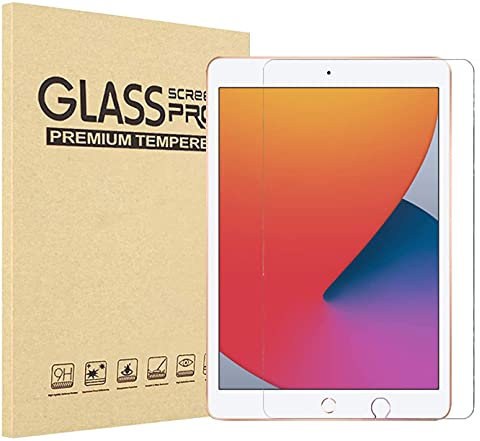 YMXuan Protector de pantalla para iPad de 10.2 pulgadas, 9ª generación (2021), 8ª generación (2020), 7ª generación (2019), película de pantalla de vidrio templado [dureza 9H] [antihuellas] [sin